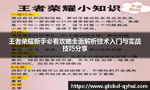 王者荣耀新手必看攻略全面解析技术入门与实战技巧分享